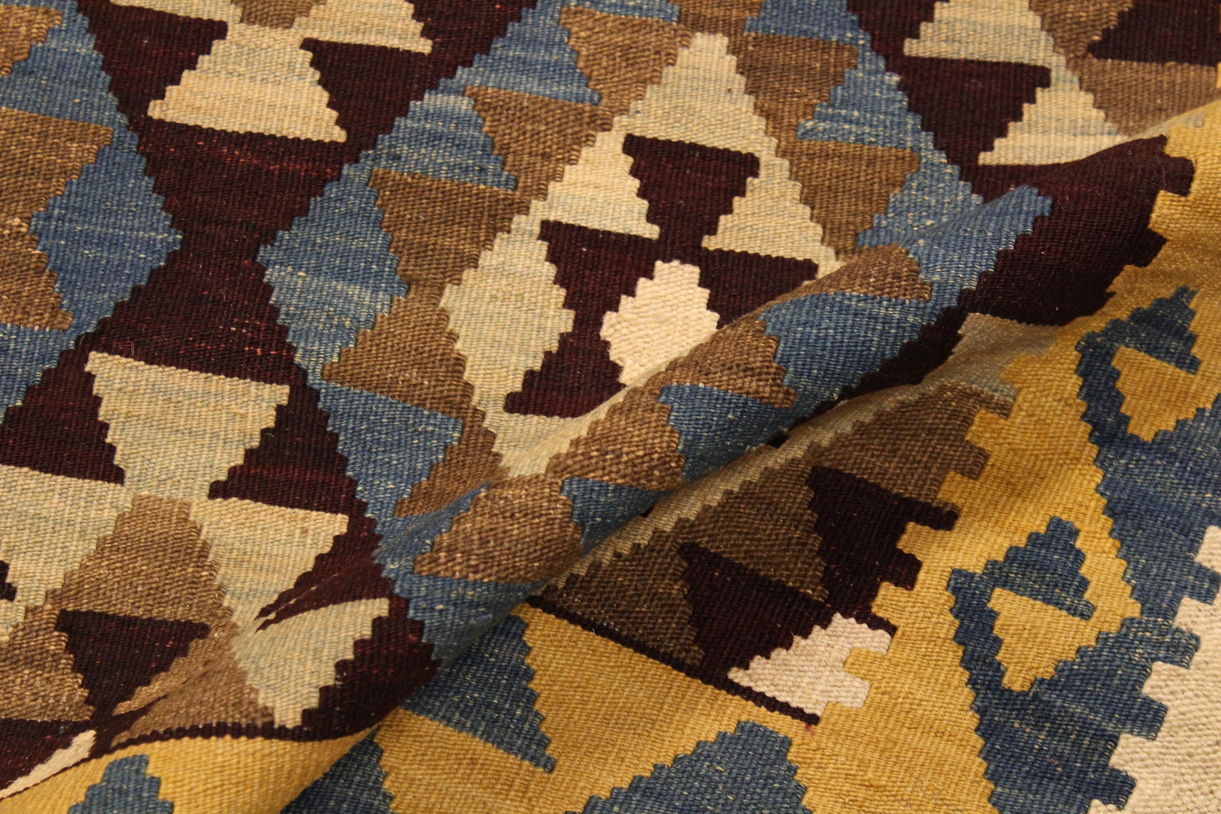 handmade Geometric Kilim Brown Beige Hand-Woven RECTANGLE 100% WOOL area rug 4 x 6