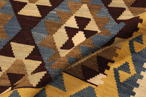 handmade Geometric Kilim Brown Beige Hand-Woven RECTANGLE 100% WOOL area rug 4 x 6