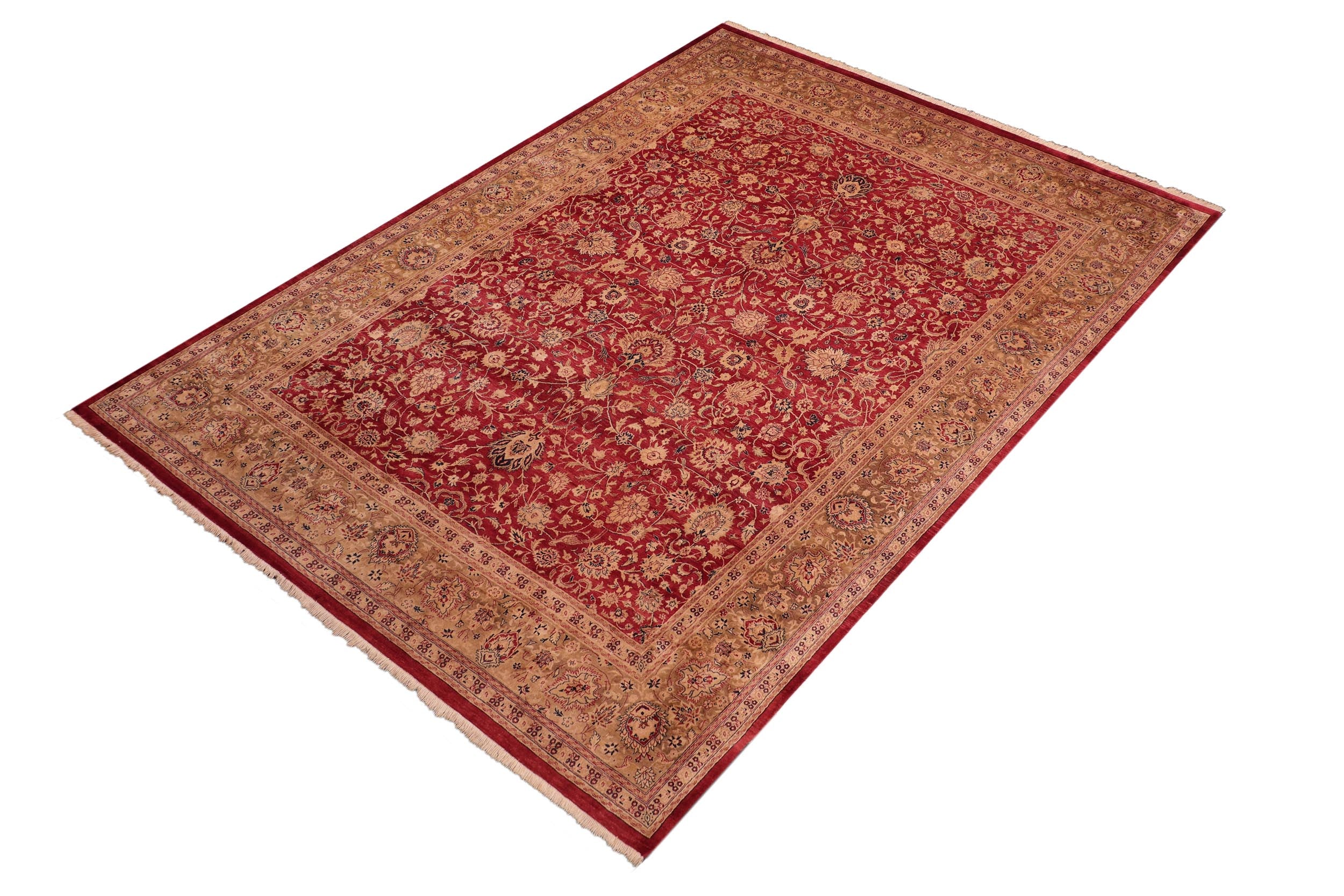 handmade Transitional Agra Red Gold Hand Knotted RECTANGLE 100% WOOL area rug 8 x 10