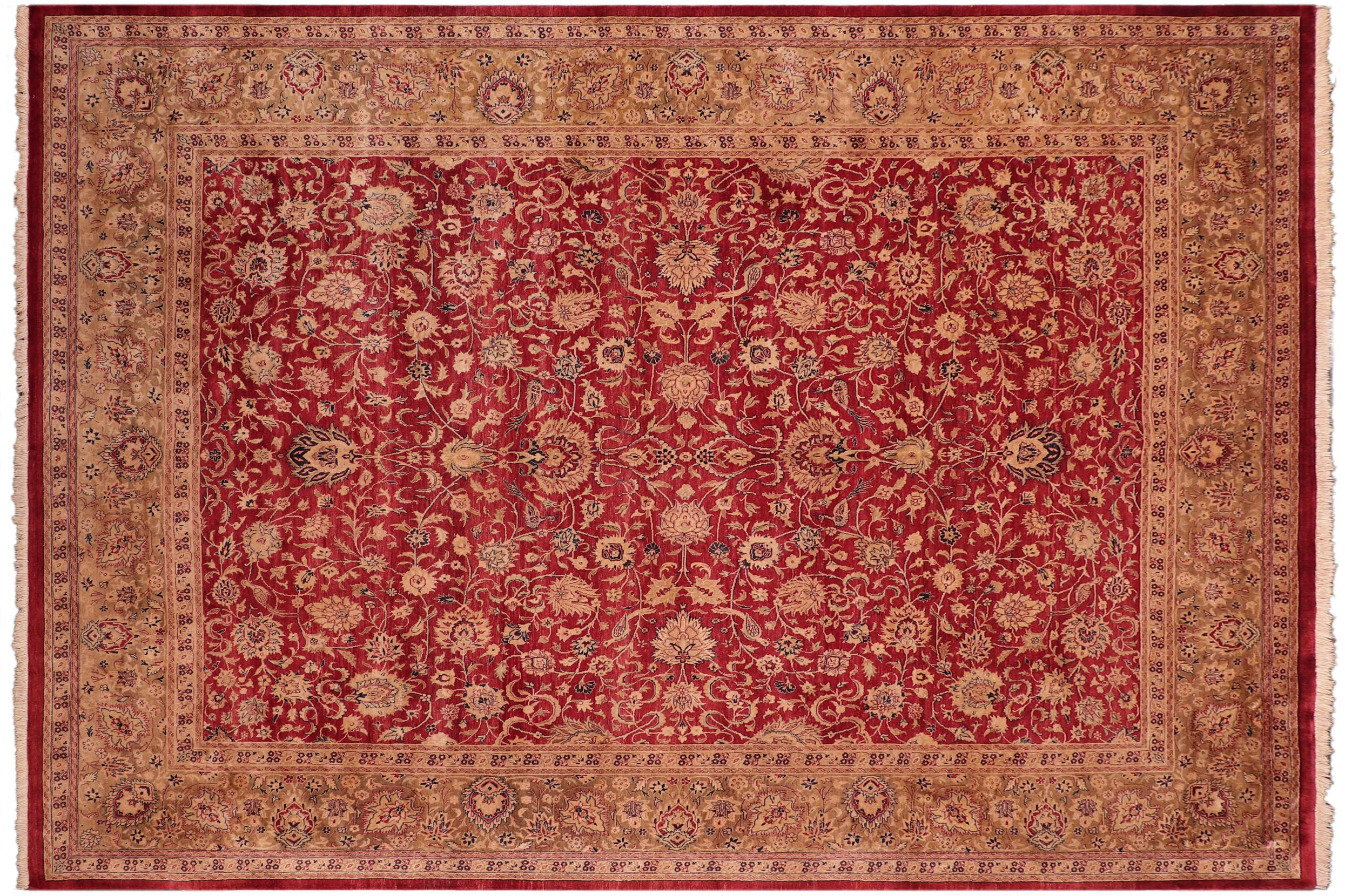 handmade Transitional Agra Red Gold Hand Knotted RECTANGLE 100% WOOL area rug 8x10