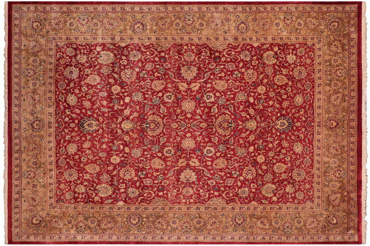handmade Transitional Agra Red Gold Hand Knotted RECTANGLE 100% WOOL area rug 8x10