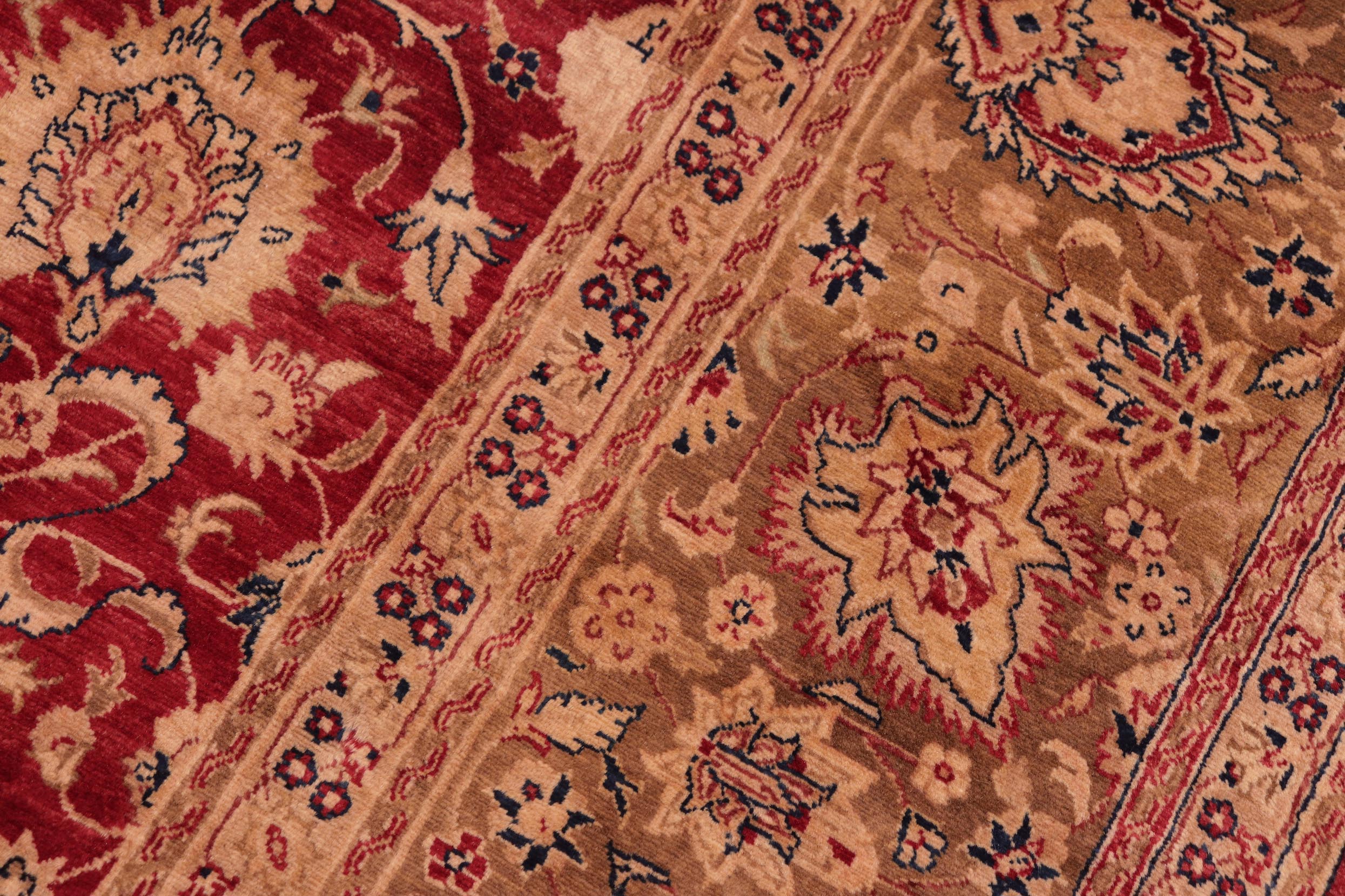 handmade Transitional Agra Red Gold Hand Knotted RECTANGLE 100% WOOL area rug 8x10