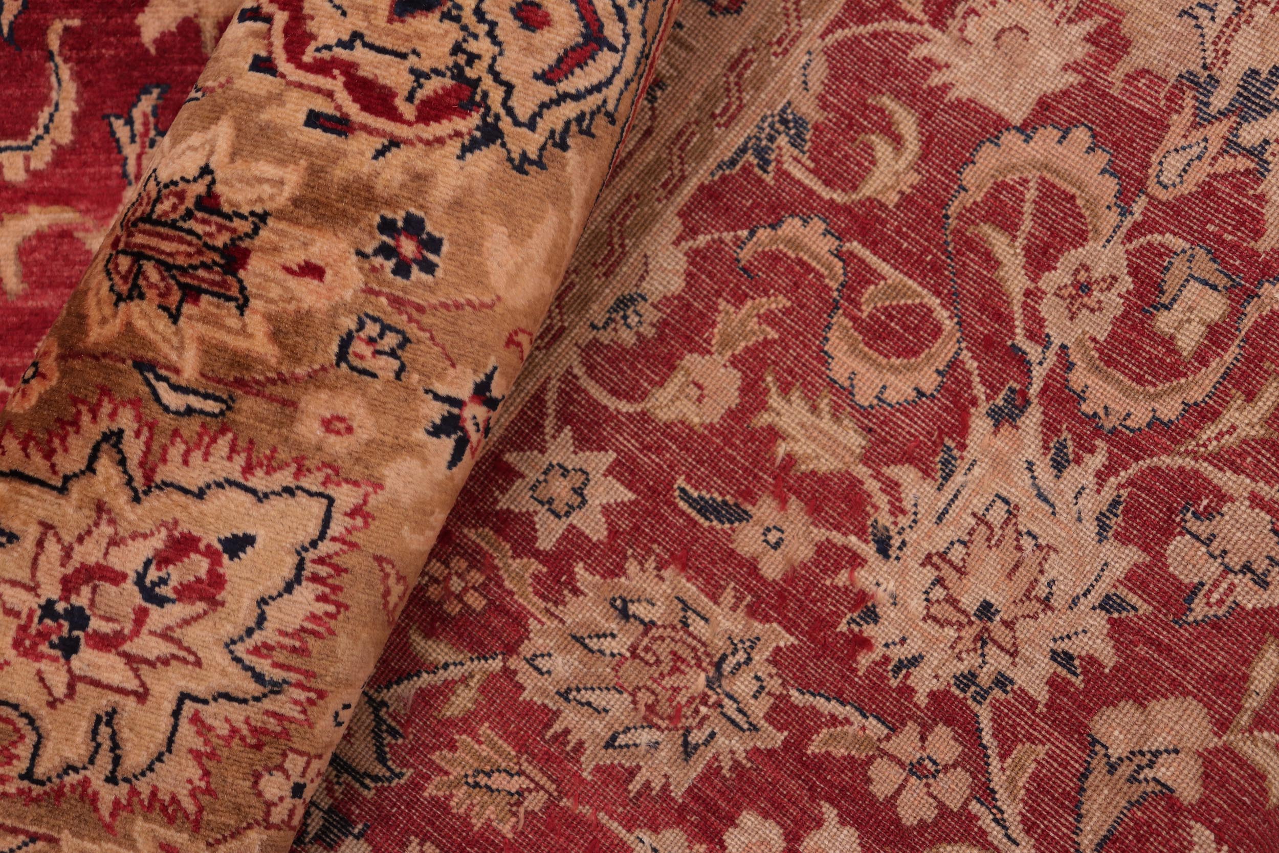 handmade Transitional Agra Red Gold Hand Knotted RECTANGLE 100% WOOL area rug 8 x 10