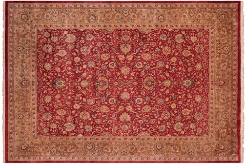 handmade Transitional Agra Red Gold Hand Knotted RECTANGLE 100% WOOL area rug 8 x 10
