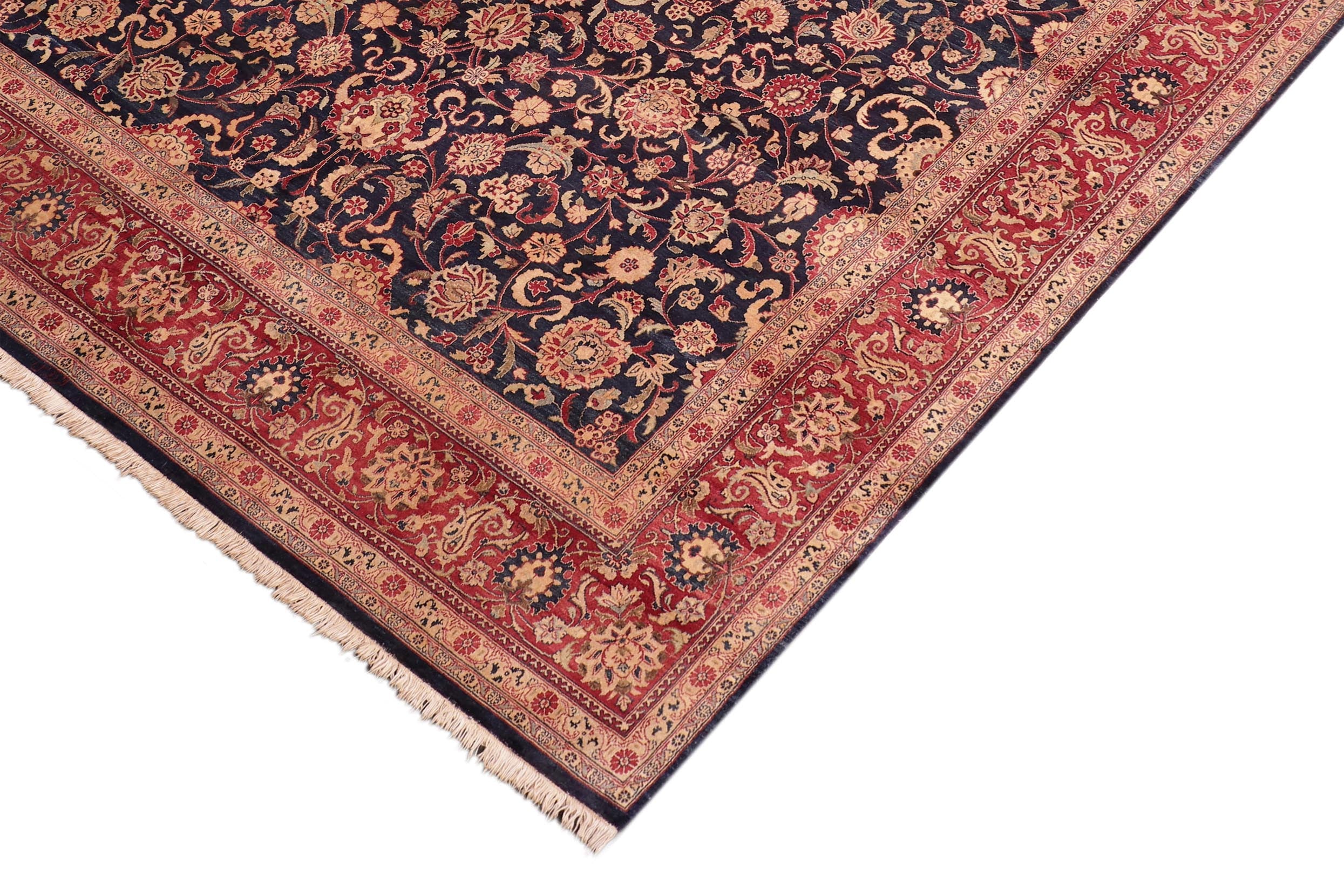 handmade Transitional Abasi Afsha Blue Red Hand Knotted RECTANGLE 100% WOOL area rug 8x10