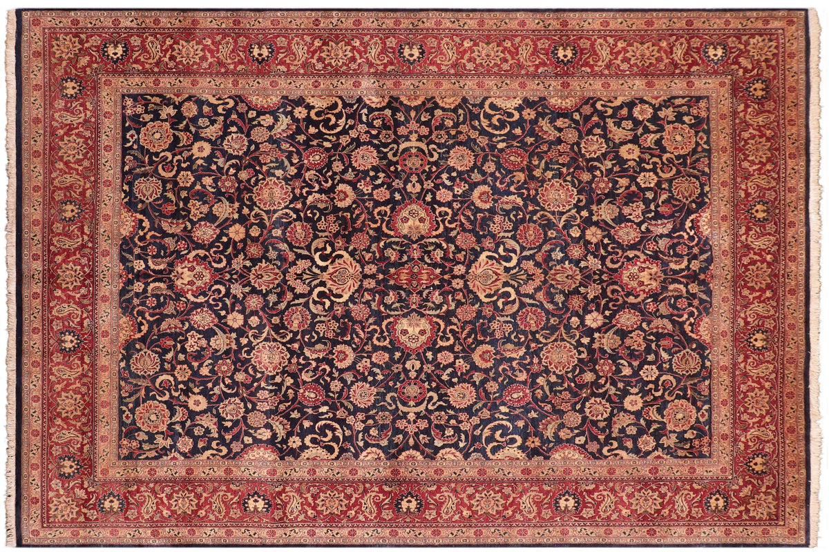 handmade Transitional Abasi Afsha Blue Red Hand Knotted RECTANGLE 100% WOOL area rug 8 x 10