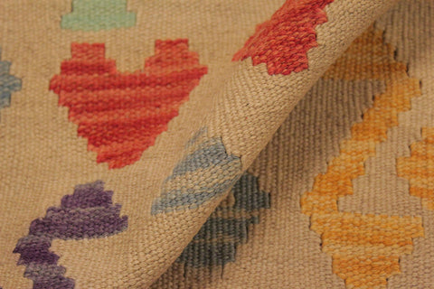 handmade Geometric Kilim Beige Red Hand-Woven RECTANGLE 100% WOOL area rug 7 x 10