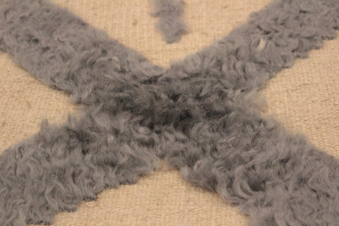 handmade Geometric Moroccan Hi Ivory Blue Hand Knotted RECTANGLE 100% WOOL area rug 8' x 11'