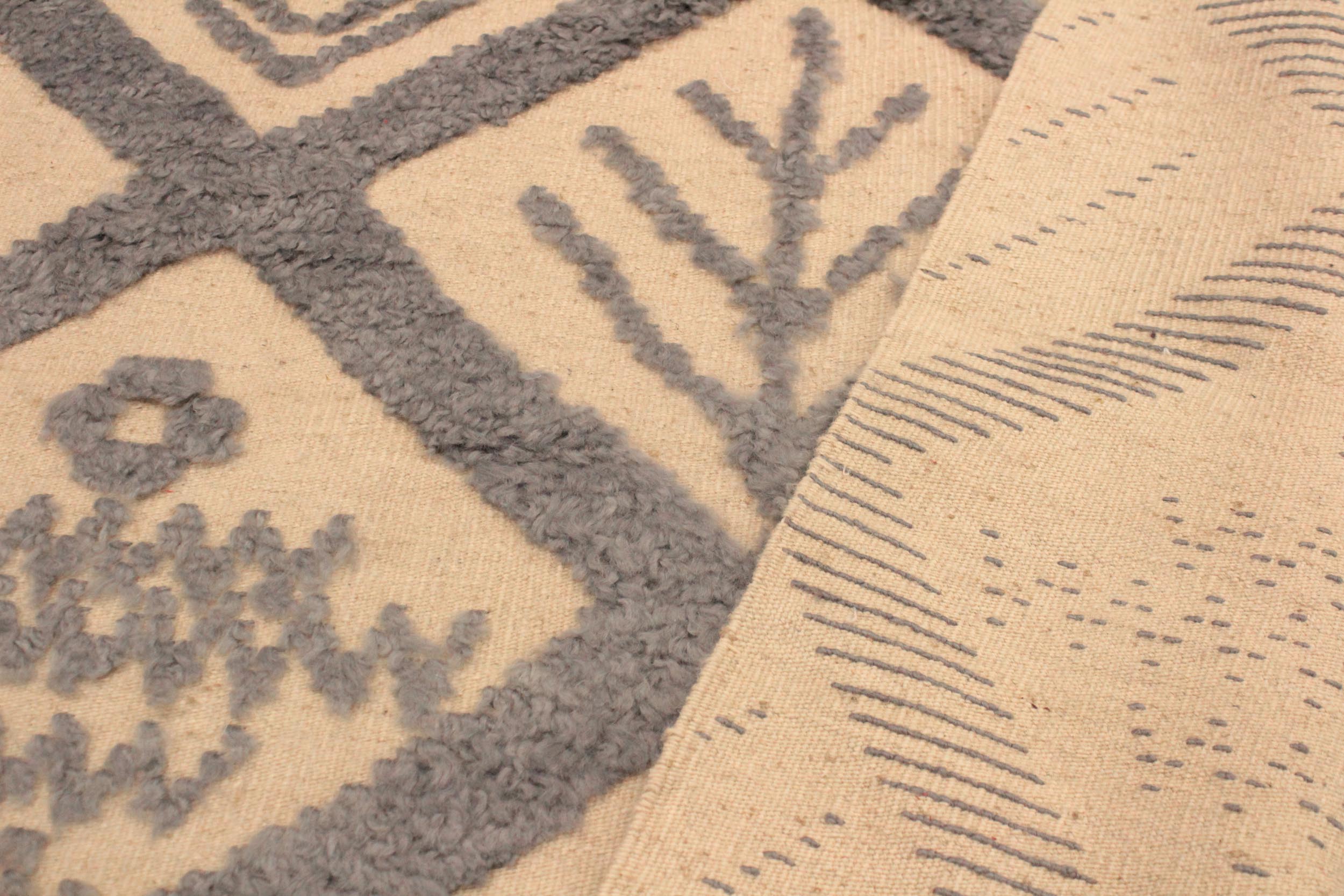 handmade Geometric Moroccan Hi Ivory Blue Hand Knotted RECTANGLE 100% WOOL area rug 8' x 11'