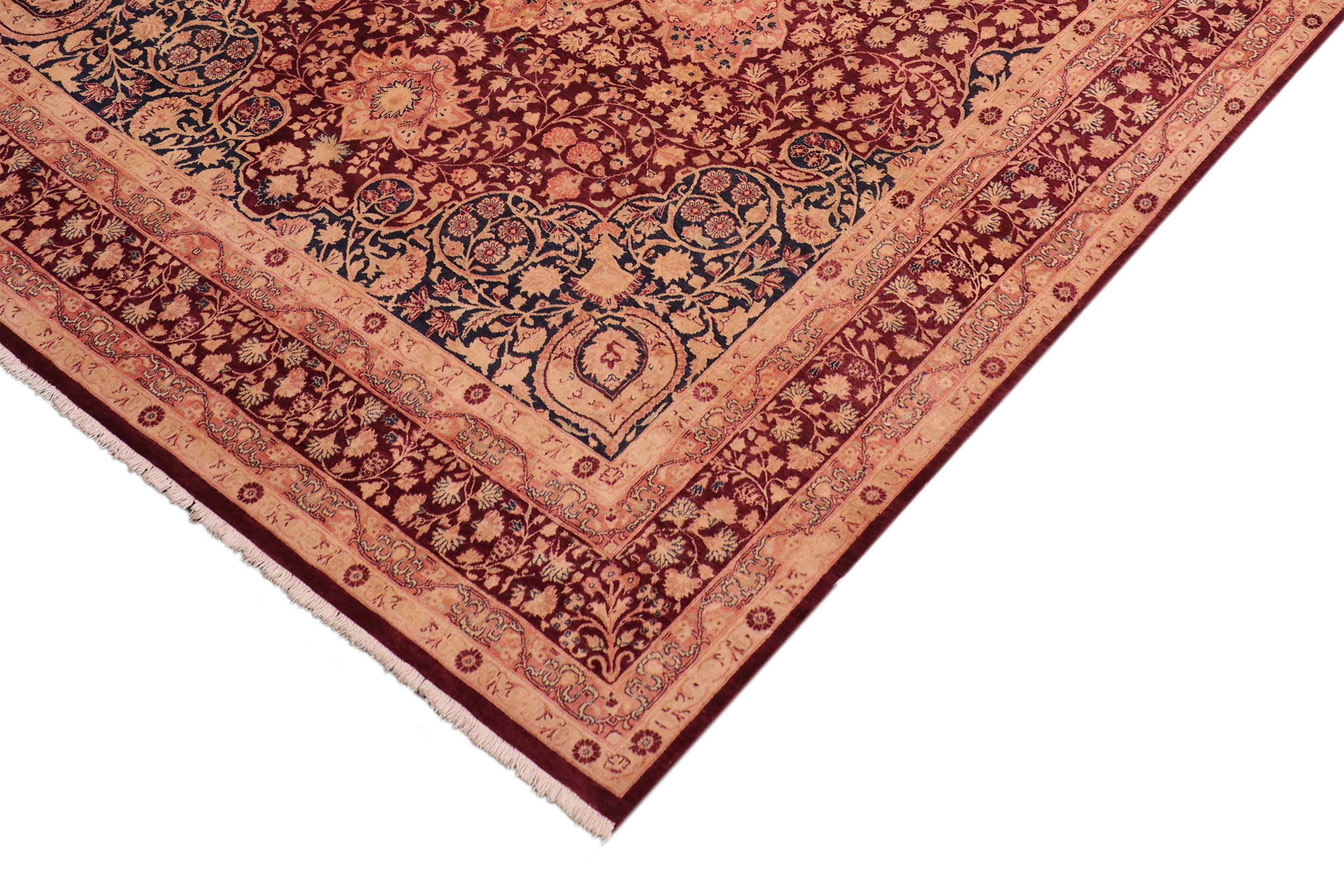 handmade Traditional Kirman Aubergine Blue Hand Knotted RECTANGLE 100% WOOL area rug 8 x 10
