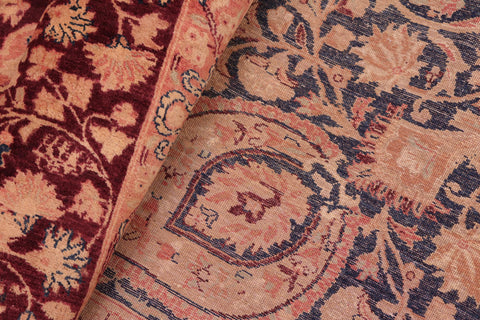 handmade Traditional Kirman Aubergine Blue Hand Knotted RECTANGLE 100% WOOL area rug 8 x 10