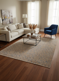Abstract Ellie Blue/Beige Wool&Silk Rug - 8'1'' x 10'2''
