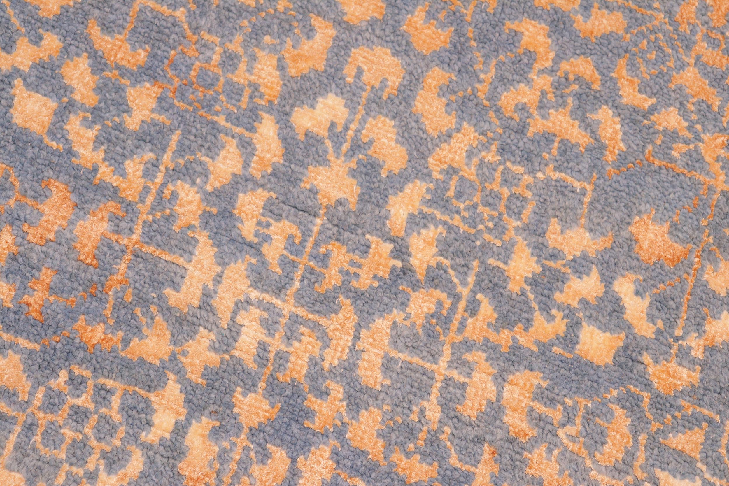 handmade Traditional Ellie Blue Ivory Hand Knotted RECTANGLE WOOL&SILK area rug 4' x 6'