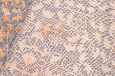 handmade Traditional Ellie Blue Ivory Hand Knotted RECTANGLE WOOL&SILK area rug 4' x 6'