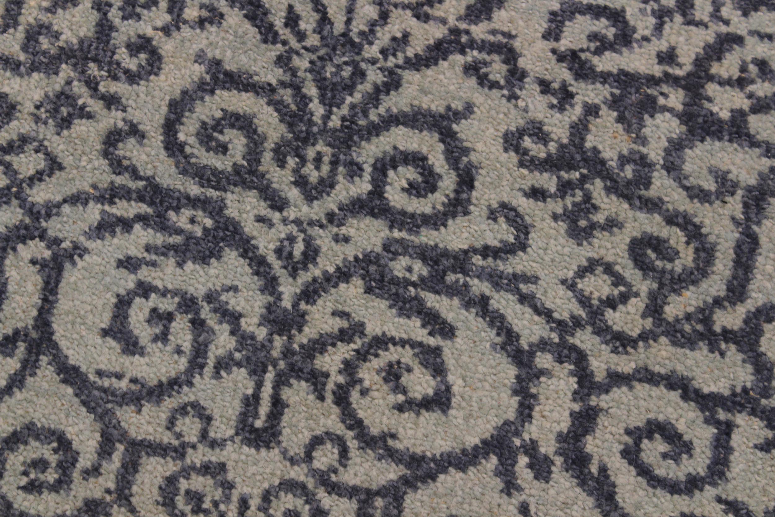 handmade Transitional Kafkaz Ivory Blue Hand Knotted RUNNER 100% WOOL area rug 2' x 6'