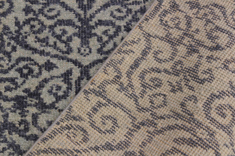 handmade Transitional Kafkaz Ivory Blue Hand Knotted RUNNER 100% WOOL area rug 2' x 6'
