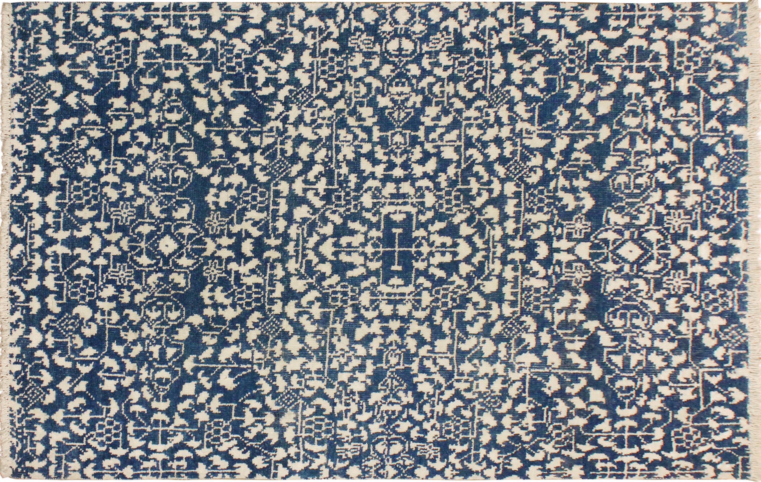 handmade Traditional Ellie Gray Blue Hand Knotted RECTANGLE WOOL&SILK area rug 9' x 12'