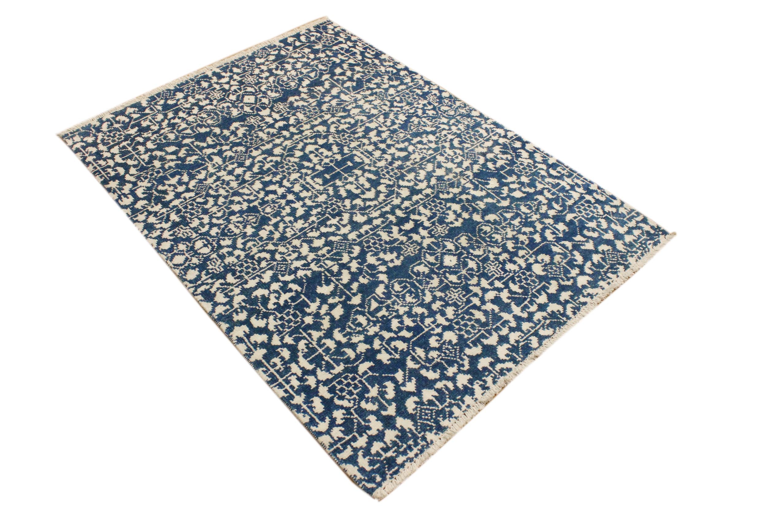 handmade Traditional Ellie Gray Blue Hand Knotted RECTANGLE WOOL&SILK area rug 9' x 12'