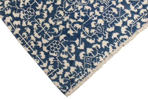 handmade Traditional Ellie Gray Blue Hand Knotted RECTANGLE WOOL&SILK area rug 9' x 12'