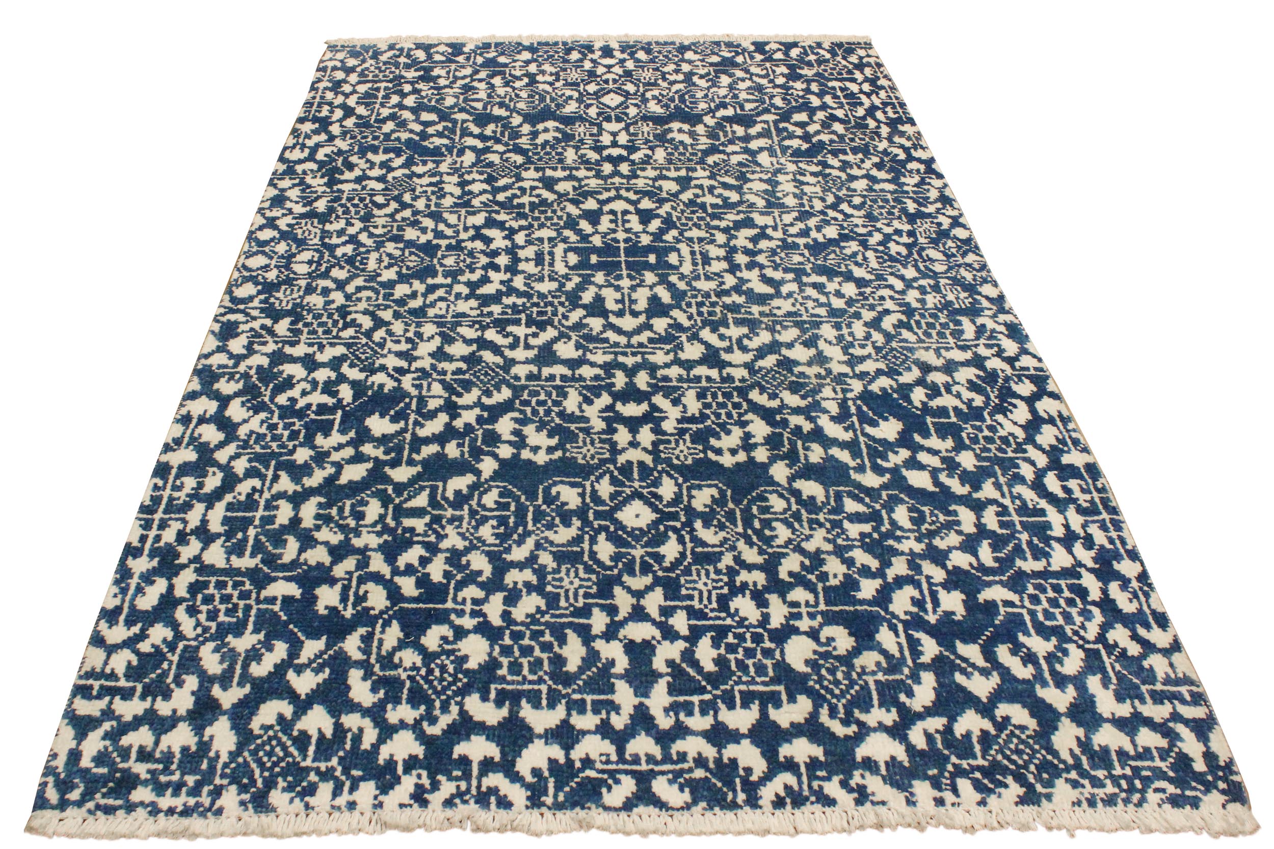handmade Traditional Ellie Gray Blue Hand Knotted RECTANGLE WOOL&SILK area rug 9' x 12'