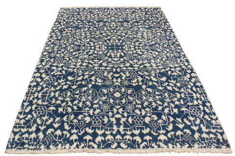 handmade Traditional Ellie Gray Blue Hand Knotted RECTANGLE WOOL&SILK area rug 9' x 12'