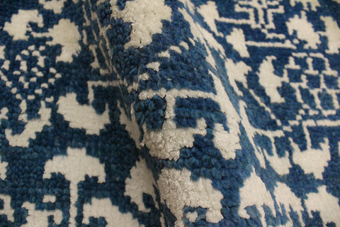 handmade Traditional Ellie Gray Blue Hand Knotted RECTANGLE WOOL&SILK area rug 9' x 12'