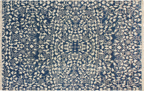 handmade Traditional Ellie Gray Blue Hand Knotted RECTANGLE WOOL&SILK area rug 9' x 12'