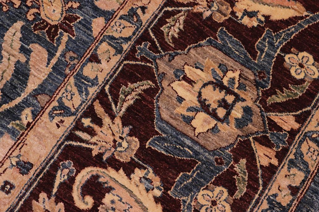 handmade Traditional Lahore Tan Blue Hand Knotted RECTANGLE 100% WOOL area rug 8'X10'