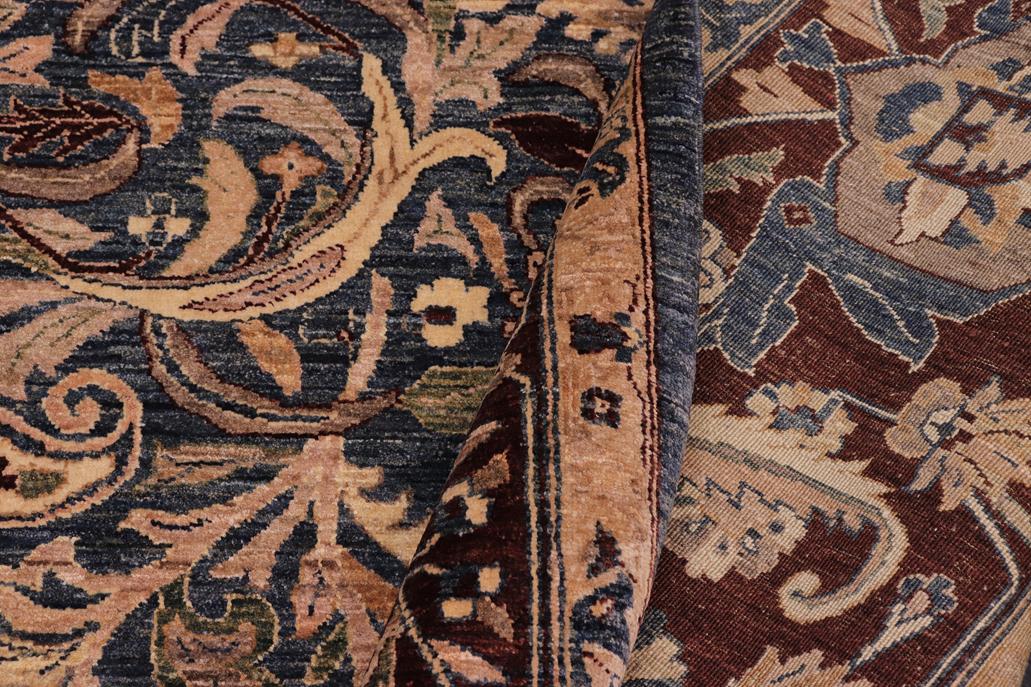 handmade Traditional Lahore Tan Blue Hand Knotted RECTANGLE 100% WOOL area rug 8'X10'