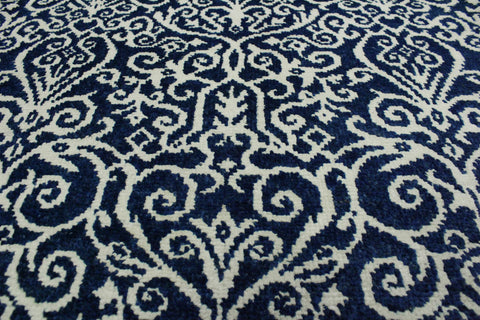 handmade Transitional Cryena Blue Ivory Hand Knotted RECTANGLE WOOL&SILK area rug 4' x 6'