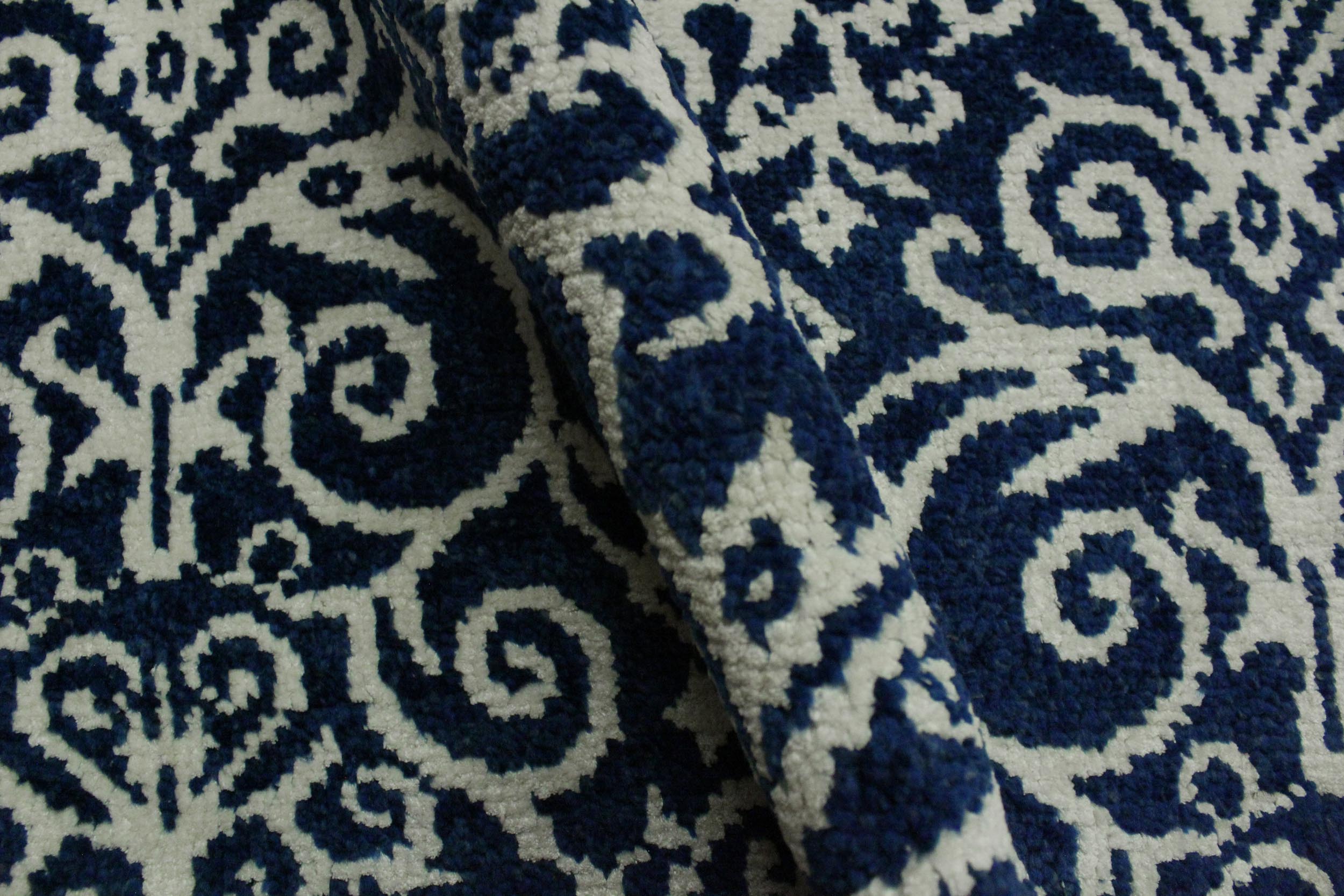 handmade Transitional Cryena Blue Ivory Hand Knotted RECTANGLE WOOL&SILK area rug 4' x 6'
