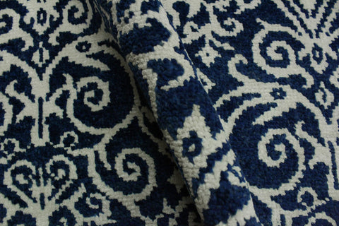 handmade Transitional Cryena Blue Ivory Hand Knotted RECTANGLE WOOL&SILK area rug 4' x 6'