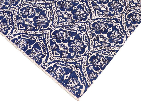 handmade Modern Nabila Blue Ivory Hand Knotted RECTANGLE WOOL&SILK area rug 6x9