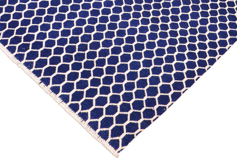 handmade Modern Modern Blue Ivory Hand Knotted RECTANGLE WOOL&VISCOU area rug 6' x 9'