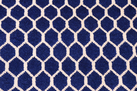 handmade Modern Modern Blue Ivory Hand Knotted RECTANGLE WOOL&VISCOU area rug 6' x 9'