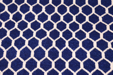 handmade Modern Modern Blue Ivory Hand Knotted RECTANGLE WOOL&VISCOU area rug 6' x 9'