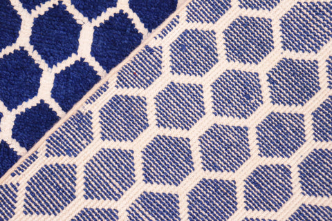 handmade Modern Modern Blue Ivory Hand Knotted RECTANGLE WOOL&VISCOU area rug 6' x 9'