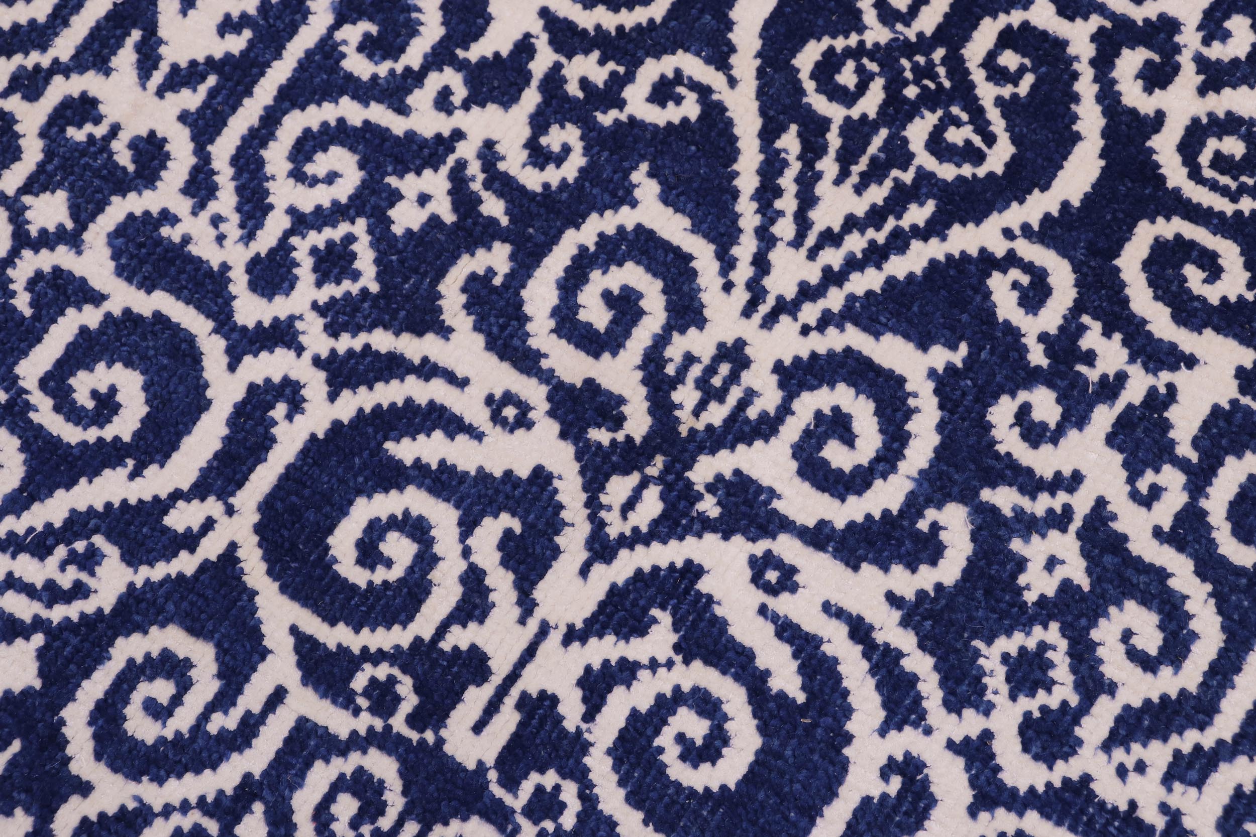 handmade Transitional Cryena Blue Ivory Hand Knotted RECTANGLE 100% WOOL area rug 5' x 7'