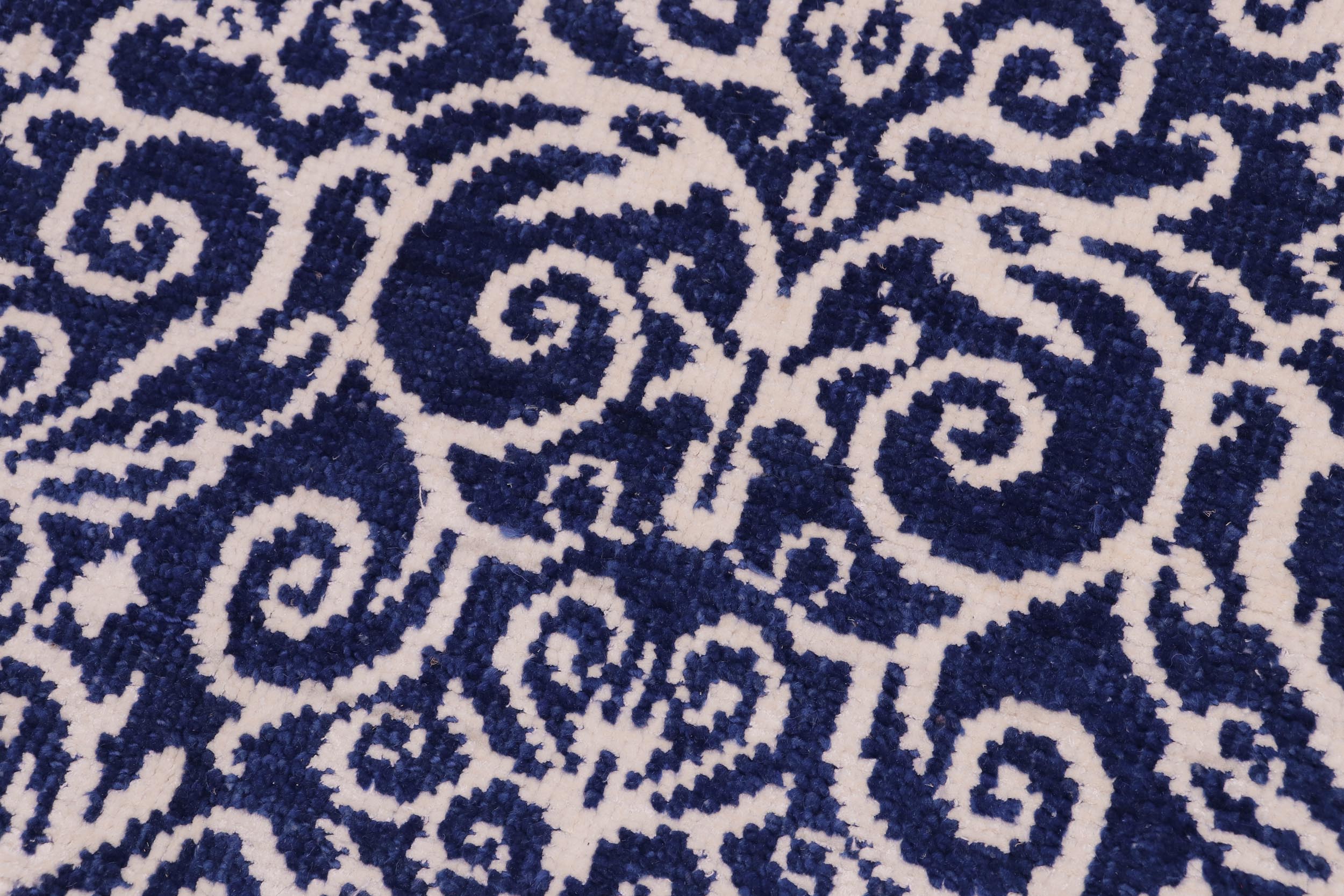 handmade Transitional Cryena Blue Ivory Hand Knotted RECTANGLE 100% WOOL area rug 5' x 7'