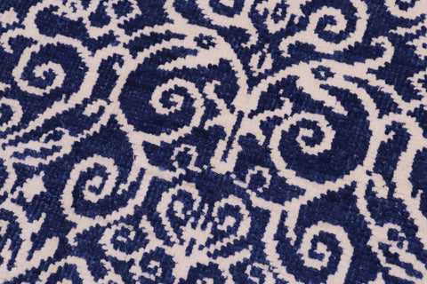 handmade Transitional Cryena Blue Ivory Hand Knotted RECTANGLE 100% WOOL area rug 5' x 7'