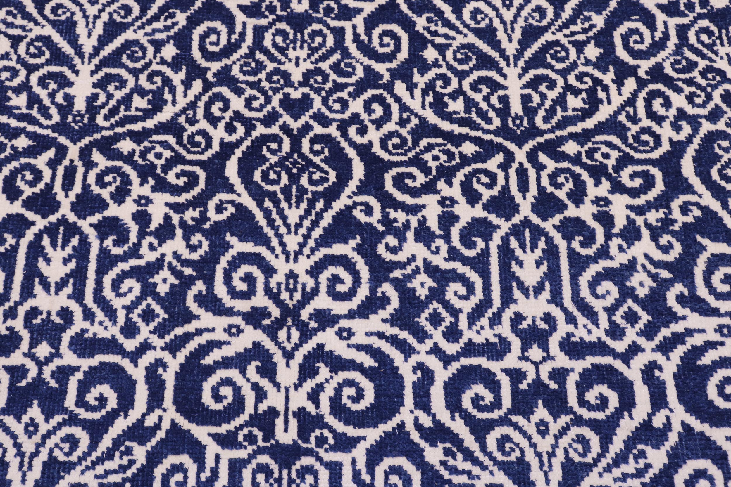 handmade Transitional Cryena Blue Ivory Hand Knotted RECTANGLE 100% WOOL area rug 5' x 7'