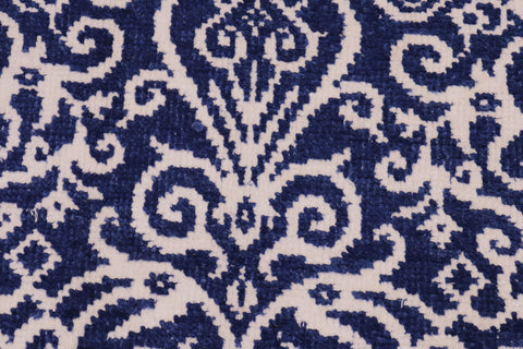 handmade Transitional Cryena Blue Ivory Hand Knotted RECTANGLE 100% WOOL area rug 5' x 7'