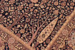 handmade Traditional Sarook Blue Aubergine Hand Knotted RECTANGLE 100% WOOL area rug 8'X10'