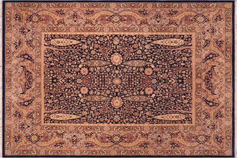handmade Traditional Sarook Blue Aubergine Hand Knotted RECTANGLE 100% WOOL area rug 8' x 10'