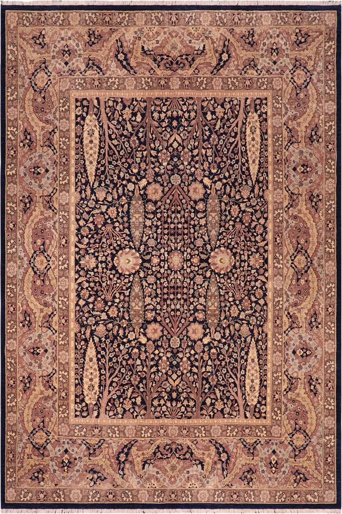 handmade Traditional Sarook Blue Aubergine Hand Knotted RECTANGLE 100% WOOL area rug 8'X10'