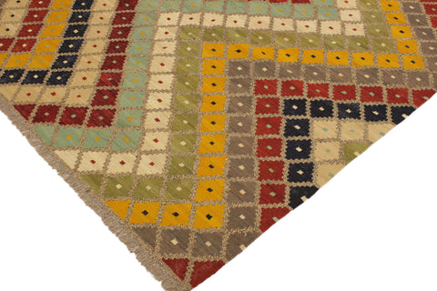 handmade Modern Kilim Gray Beige Hand-Woven RECTANGLE 100% WOOL area rug 5x7