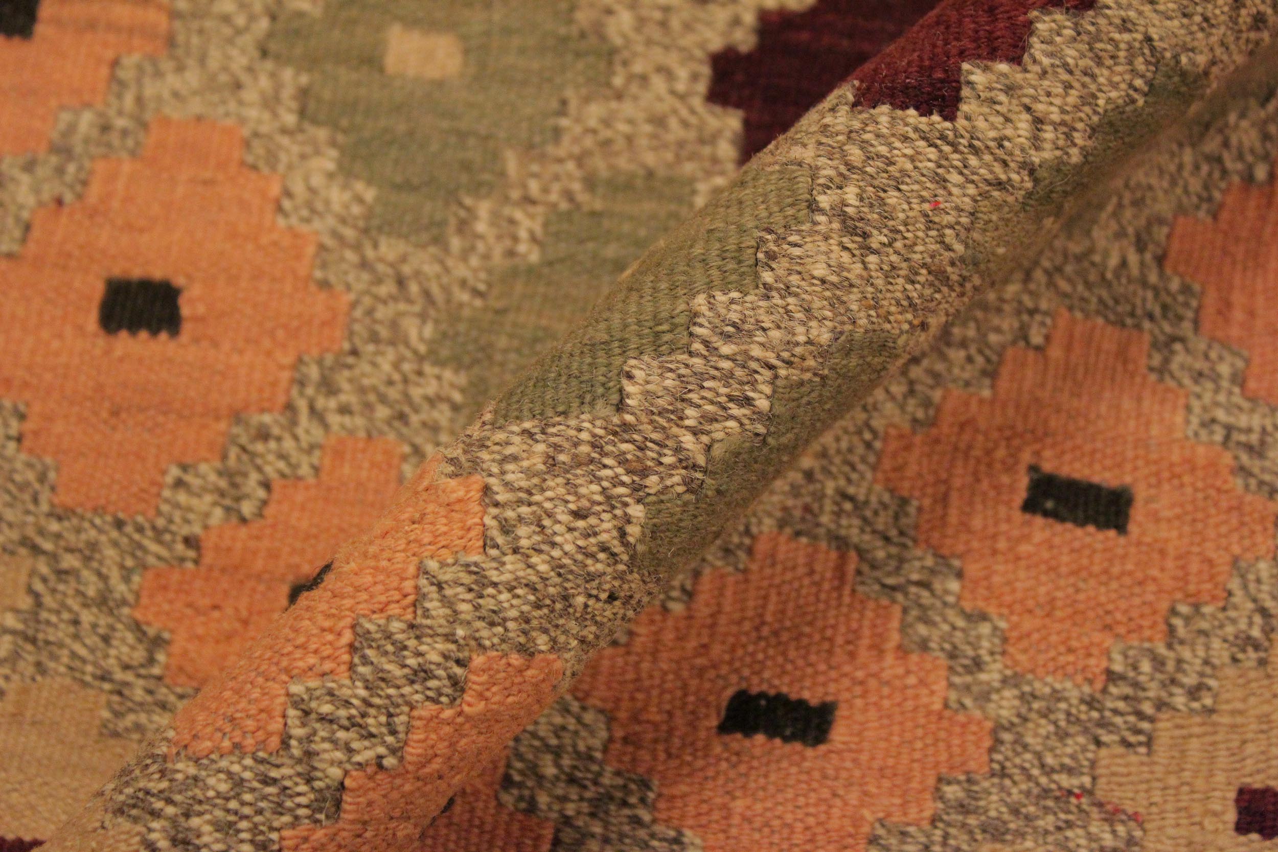 handmade Geometric Kilim Tan Beige Hand-Woven RECTANGLE 100% WOOL area rug 5 x 7