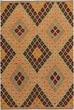 Flat Weave Kilim Antique Navaho Vintage handmade Modern Kilim Tan Beige Hand-Woven Rectangle 100% Wool Area Rug 5x7 