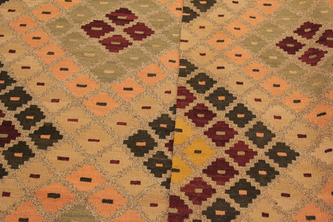 handmade Geometric Kilim Tan Beige Hand-Woven RECTANGLE 100% WOOL area rug 5 x 7