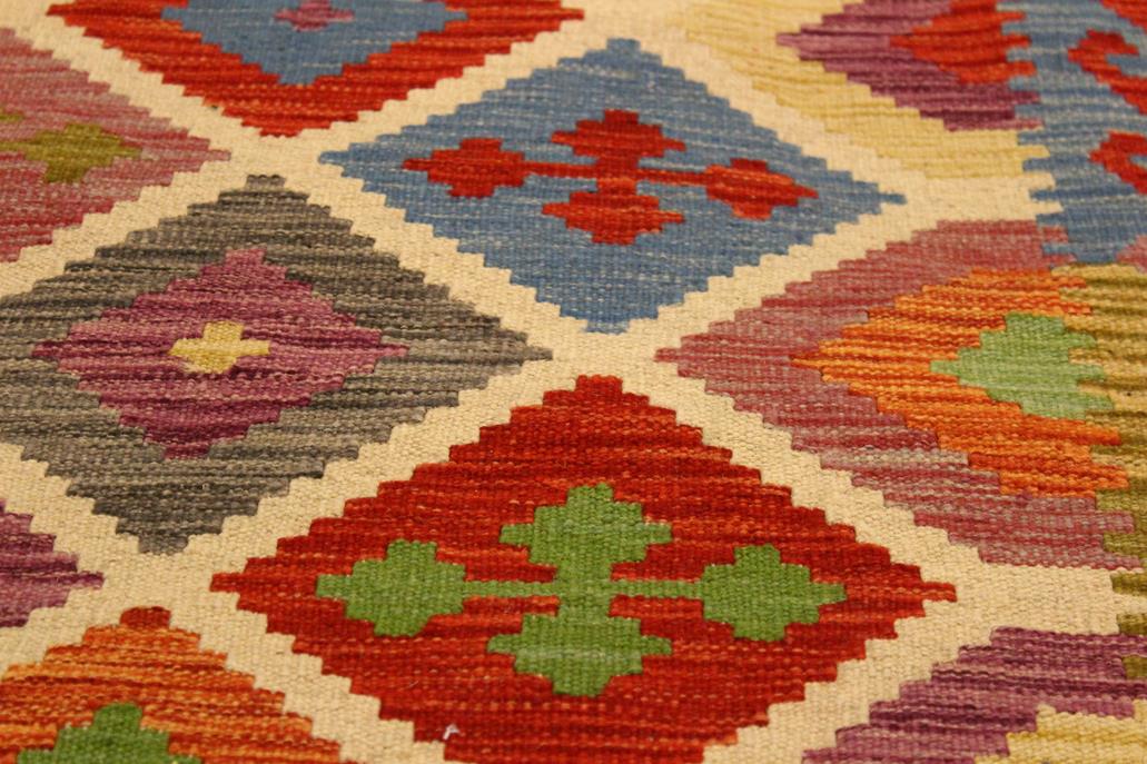 Flat Weave Kilim Antique Navaho Vintage handmade Geometric Kilim Purple Blue Hand-Woven Rectangle 100% Wool Area Rug 8x10 